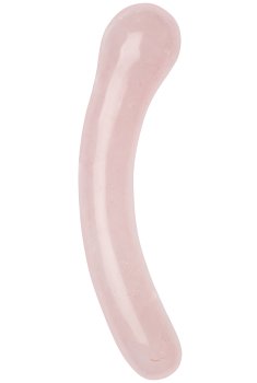 Oboustranné dildo z růženínu Rose Quartz Curve – Dvojitá a oboustranná dilda