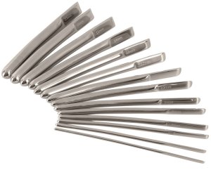 Sada kovových dilatátorů, 14 ks (4 – 17 mm) – Sondy - dlouhé dilatátory do močové trubice
