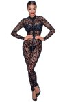 NOIR Celotělový průsvitný catsuit s tygřím vzorem a trojcestným zipem