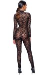 NOIR Celotělový průsvitný catsuit s tygřím vzorem a trojcestným zipem