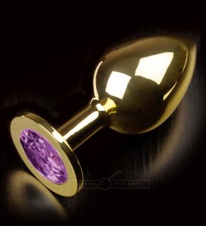 Kovový anální kolík se šperkem Dolce Piccante, fialový – Anální kolíky se šperkem