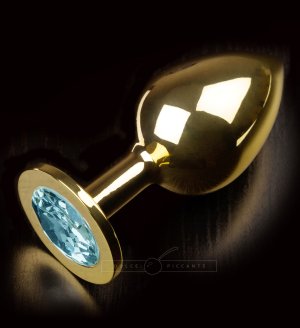 Kovový anální kolík se šperkem Dolce Piccante, modrý – Anální kolíky se šperkem