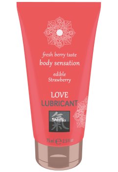 Ochucený lubrikační gel Shiatsu Strawberry Love Lubricant – jahoda – Lubrikační gely s příchutí (na orální sex)