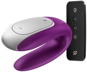 Párový vibrátor s dálkovým ovladačem Satisfyer Double Fun Violet – ovládaný mobilem – Párové vibrátory