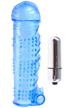 Vibrační návlek na penis Classix, modrý – Prodlužovací návleky na penis