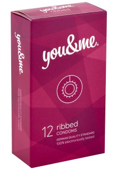 Vroubkované kondomy You & Me Ribbed, 12 ks – Vroubkované kondomy