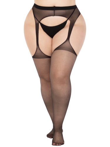 Průsvitné punčochové kalhoty s otvory na bocích a v rozkroku