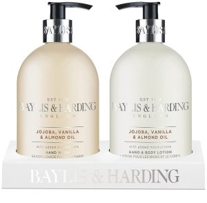 Tekuté mýdlo + mléko na ruce a tělo Baylis & Harding – jojoba, vanilka a mandle – Kosmetické sady