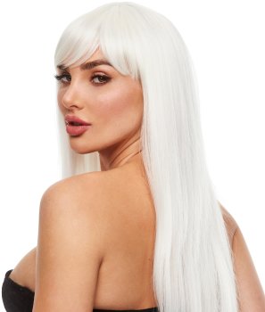 Svítící paruka s ofinou Amber – platinová blond, dlouhá – Paruky