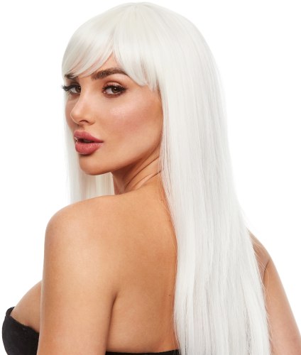 Svítící paruka s ofinou Amber – platinová blond, dlouhá