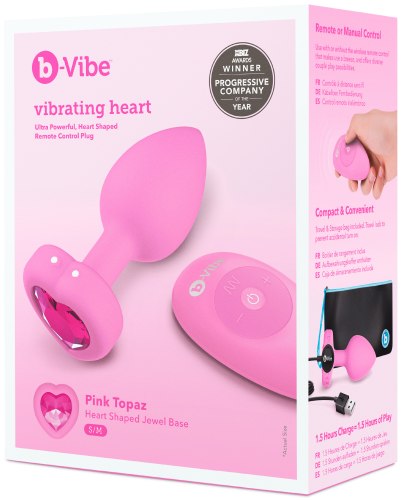 Vibrační anální kolík se srdíčkem Pink Topaz S/M