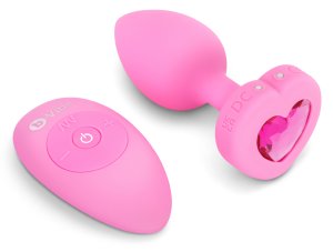 Vibrační anální kolík se srdíčkem Pink Topaz S/M – Vibrační anální kolíky