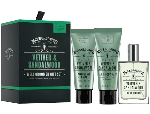 Pánská kosmetická sada Scottish Fine Soaps – vetiver a santalové dřevo, 3 ks