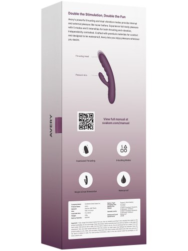 Přirážecí vibrátor s králíčkem Svakom Avery Lilac