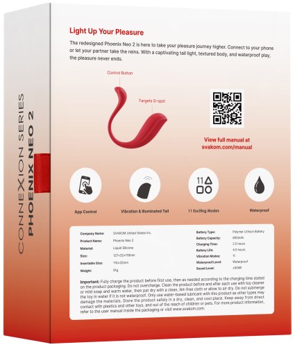 Interaktivní vibrační vajíčko Svakom Phoenix Neo 2 Red