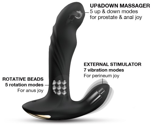 Vibrátor na prostatu a hráz s masážními perlami Multi P-Joy