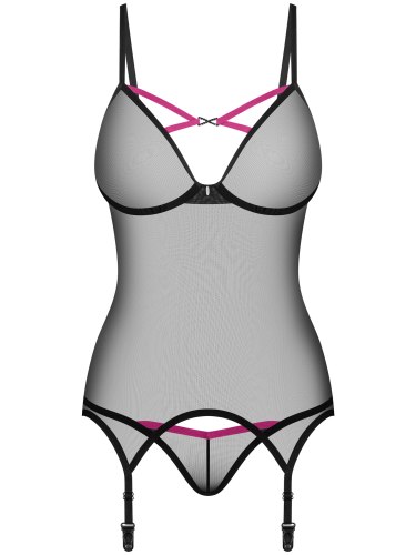 Průsvitný top s podvazky a tangy Novenes