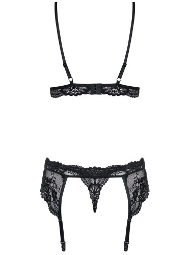 Set černého krajkového prádla, 3 ks