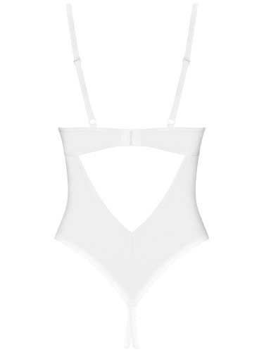 Průsvitné bílé body s krajkou a otvorem v rozkroku Alissium