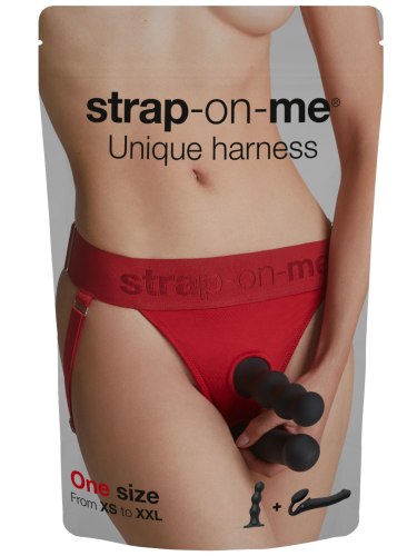 Strapon tanga se 2 O-kroužky Strap-On-Me Unique Red