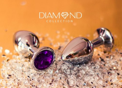 Anální kolík se šperkem Diamond Purple Sparkle XL, fialová