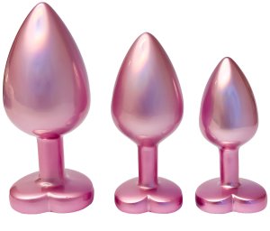 Sada análních kolíků se srdíčkem Pearl Pink Plug Set – Anální kolíky se šperkem