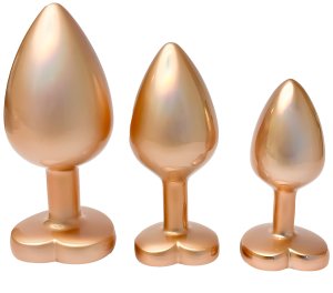 Sada análních kolíků se srdíčkem Pearl Gold Plug Set – Anální kolíky se šperkem