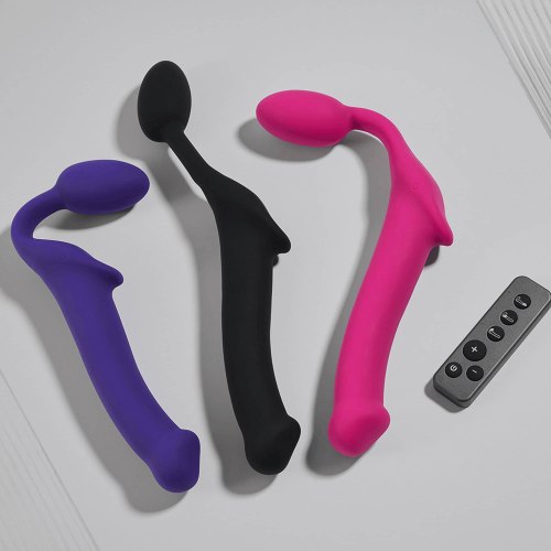 Tvarovatelný samodržící vibrační strapon Strap-On-Me Purple (M)