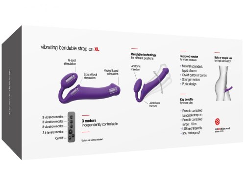 Tvarovatelný samodržící vibrační strapon Strap-On-Me Purple (velikost XL)