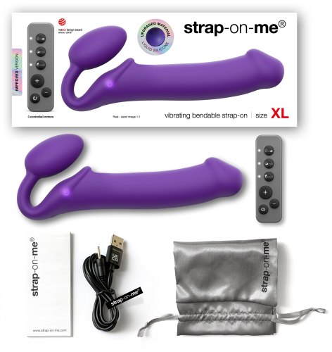 Tvarovatelný samodržící vibrační strapon Strap-On-Me Purple (velikost XL)