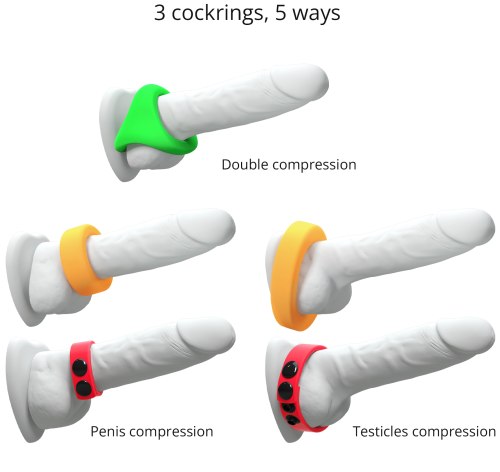 Sada erekčních kroužků Kit Neon Ring, 3 ks