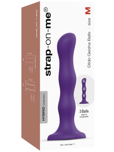 Dildo s přísavkou a pohyblivými kuličkami Geisha Balls Purple (velikost M)
