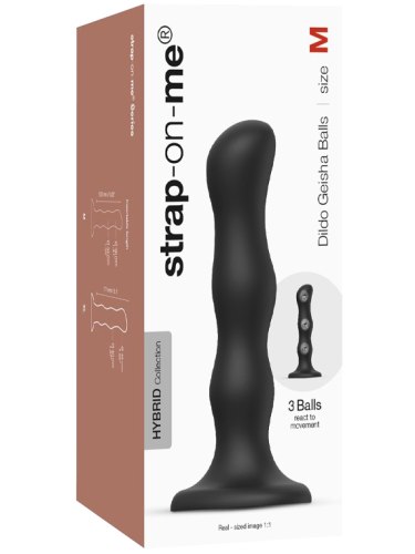 Dildo s přísavkou a pohyblivými kuličkami Geisha Balls Black (velikost M)