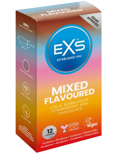 Mix ochucených kondomů EXS Mixed Flavoured, 12 ks