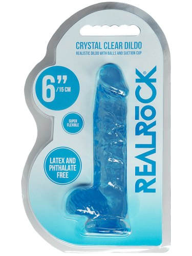 Realistické dildo s varlaty a přísavkou RealRock 6", modré