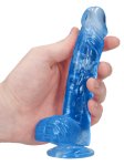 Realistické dildo s varlaty a přísavkou RealRock 6", modré