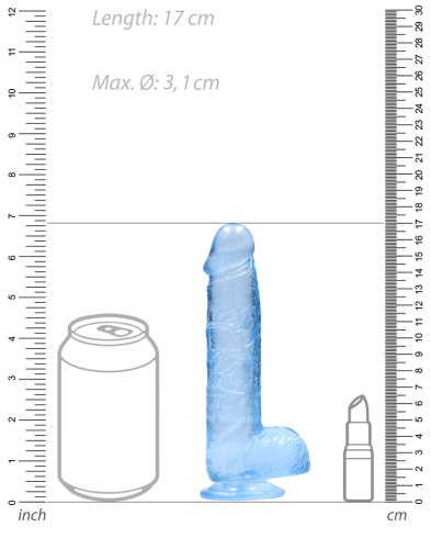 Realistické dildo s varlaty a přísavkou RealRock 6", modré