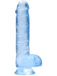 Realistické dildo s varlaty a přísavkou RealRock 6", modré