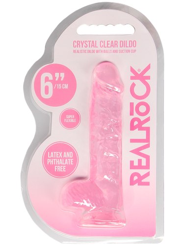 Realistické dildo s varlaty a přísavkou RealRock 6", růžové