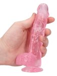 Realistické dildo s varlaty a přísavkou RealRock 6", růžové