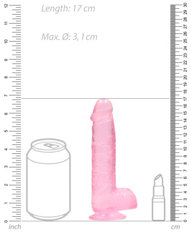 Realistické dildo s varlaty a přísavkou RealRock 6", růžové