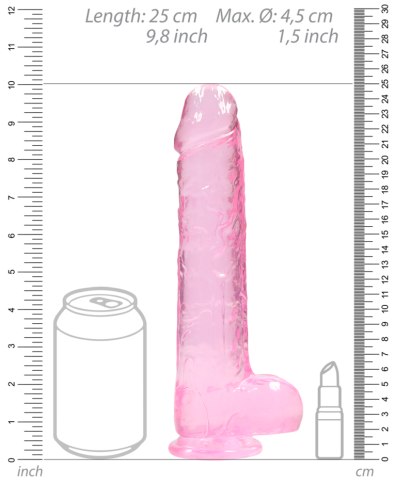 Realistické dildo s varlaty a přísavkou RealRock 9", růžové