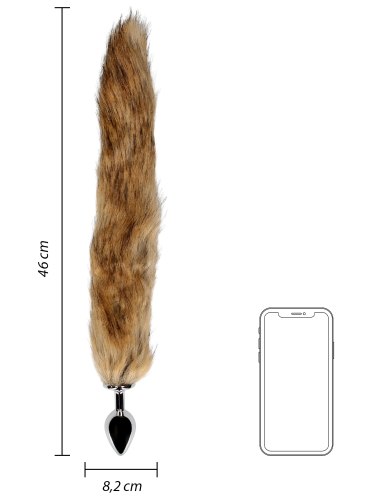 Kovový anální kolík s liščím ocáskem, hnědý