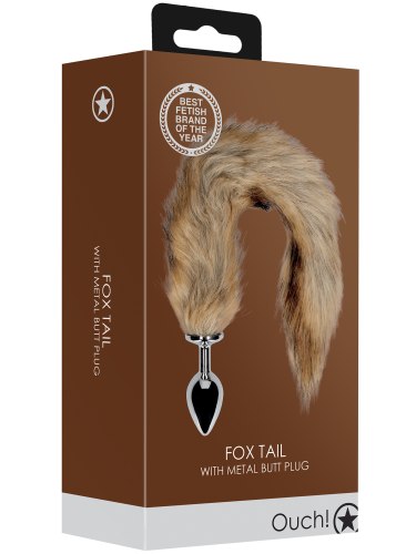 Kovový anální kolík s liščím ocáskem, hnědý