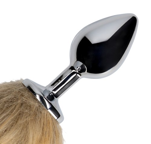 Kovový anální kolík s liščím ocáskem, hnědý