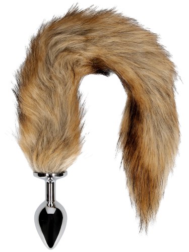 Kovový anální kolík s liščím ocáskem, hnědý