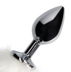 Kovový anální kolík s liščím ocáskem, bílý