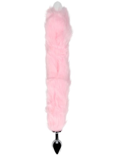 Kovový anální kolík se svítícím liščím ocáskem, růžový