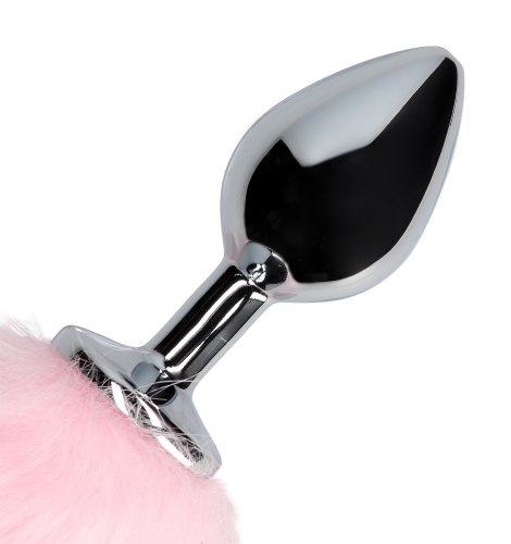 Kovový anální kolík se svítícím liščím ocáskem, růžový