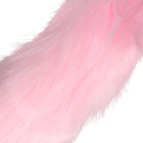 Kovový anální kolík se svítícím liščím ocáskem, růžový